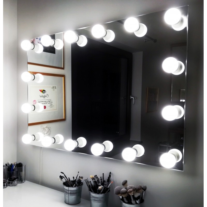 120x70 cm - Lustro do makijażu typu Hollywood z oświetleniem LED - bez ramy