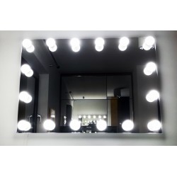 90x80 cm - Lustro do makijażu typu Hollywood z oświetleniem LED - bez ramy