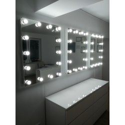 120x80 cm - Lustro do makijażu typu Hollywood z oświetleniem LED - bez ramy