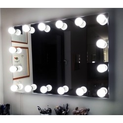 140x90 cm - Lustro do makijażu typu Hollywood z oświetleniem LED - bez ramy